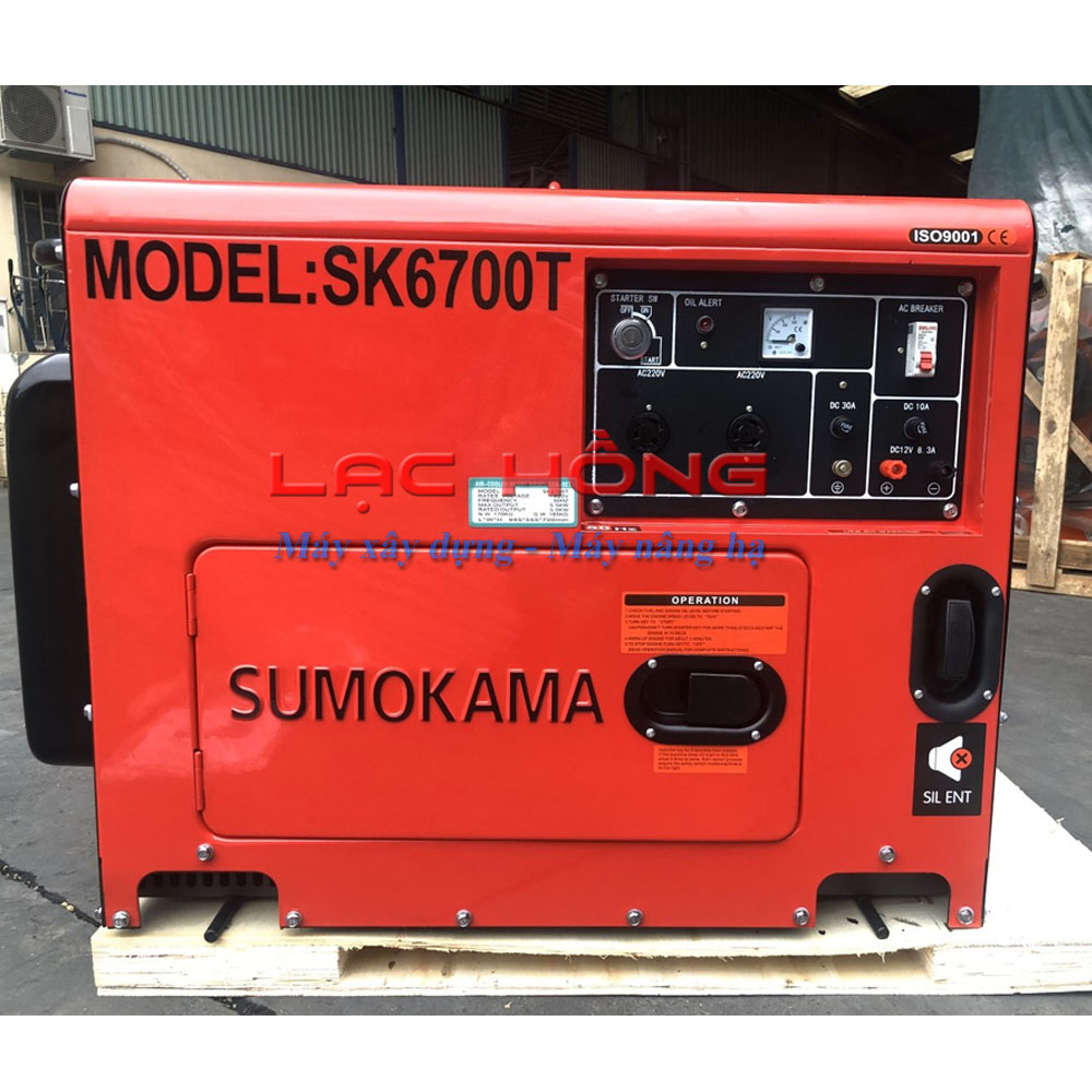 Máy phát điện chạy dầu Sumokama SK6700T - 5KW có cách âm 